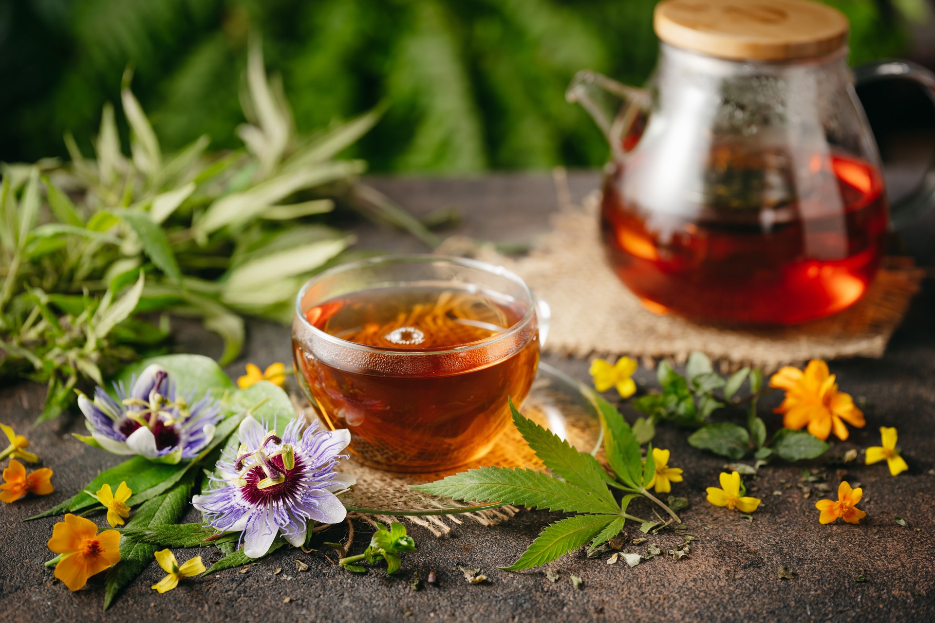 Herbal tea from the leaves of the passion flower